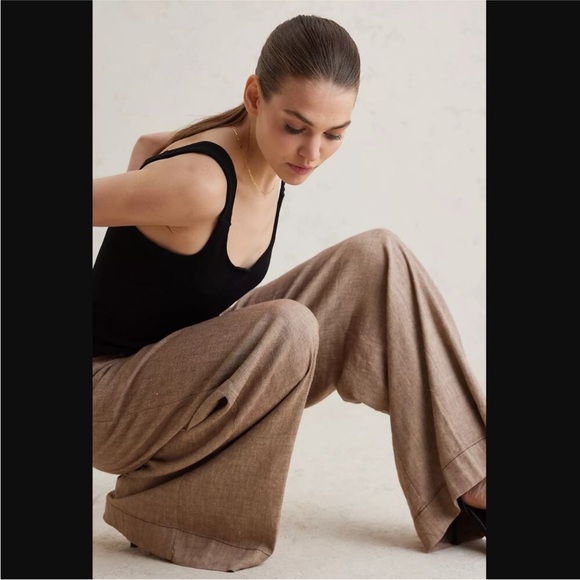 Anthropologie low rise  linen wide leg trousers - Picture 3 of 7